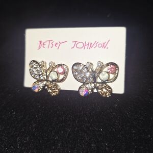 Betsey Johnson Gold and Silver Butterfly Earrings